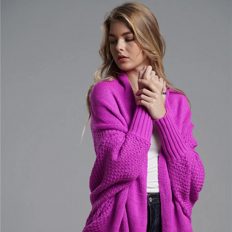 Diwish, длинный кардиган, свободный, однотонный, свитер, пальто,, осенняя мода, длинный рукав, вязанный, кардиган, свитер для женщин, 11 цветов - Цвет: rose
