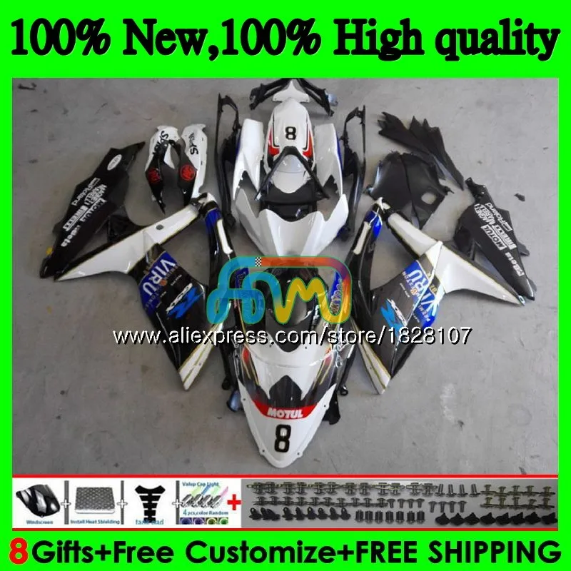 Комплект для SUZUKI GSXR 600 белый черный 750 CC GSX R600 GSXR600 08 09 10 38BS. 21 GSX-R600 GSXR-750 K8 GSXR750 2008 2009 2010 обтекатель