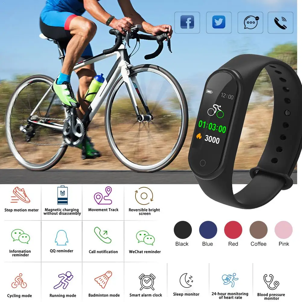 M4 Smartband цветной экран Мониторинг сна умный Браслет напоминание о звонке многоспортивный Режим водонепроницаемые Bluetooth Смарт часы