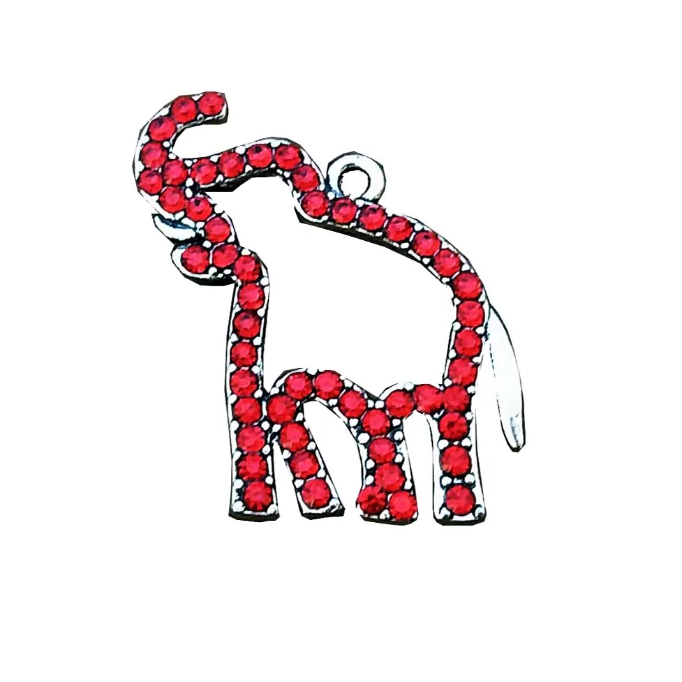 Греческое братство красные стразы AEO DST DELTA SIGMA THETA Elephant DIY Charm - Окраска металла: 10pcs charm