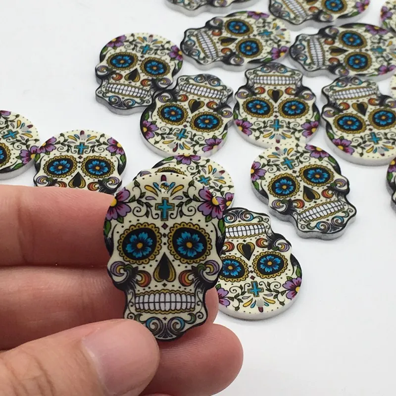 

10pcs Charms Sugar Skull Halloween Charms for Jewelry Making Calavera Sugary-Sweet Whimsical Relief Skull Acrylic Jewelry Charms