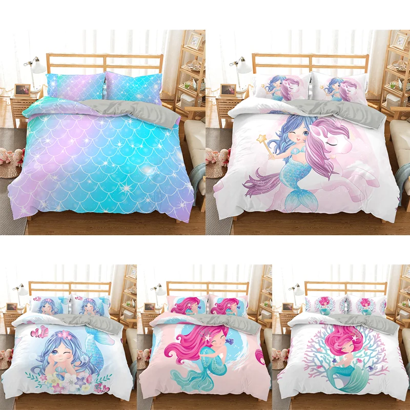 

Mermaid Unicorn Duvet Cover Set Bedding Set Bedspread With Pillowcase Luxury Bed Set Single Queen Twin King Size