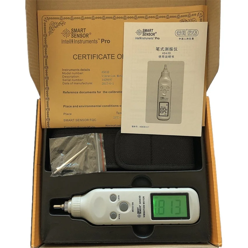 Smart Sensor AS63D Pen Type Vibration Meter Pocket vibrometer Tester Gauge Analyzer Measure Precision sensitivity accelerometers 6