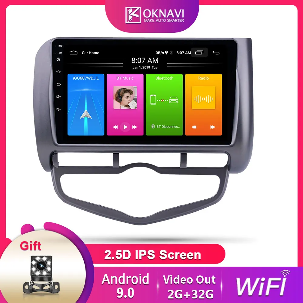 

Android 9.0 For HONDA JAZZ CITY 2002-2004 2005 2006 2007 LHD Multimedia Stereo Car Player GPS 2 Din Radio GPS Navigation No DVD