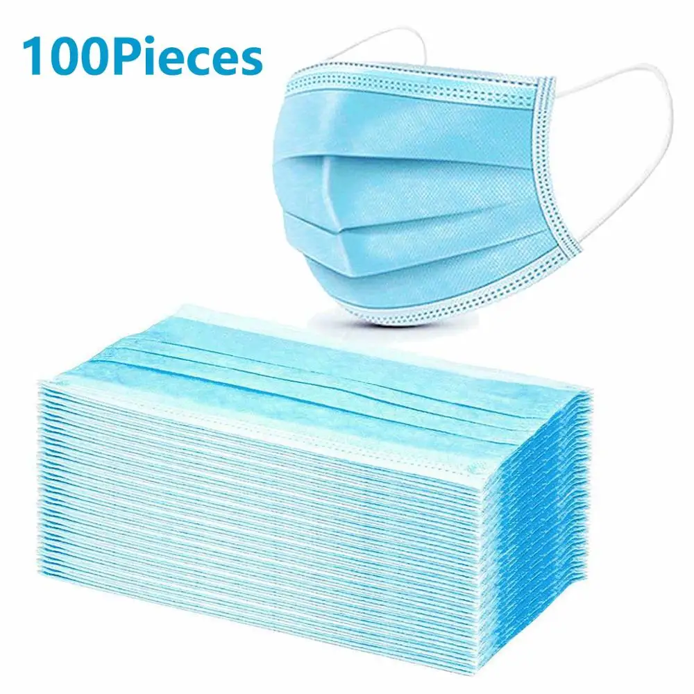 

100PCS Disposable Face Mask Respirator Multi Layers Filter Pad Smog Prevention Safety Anti-Dust Protective Mouth Mask Protective