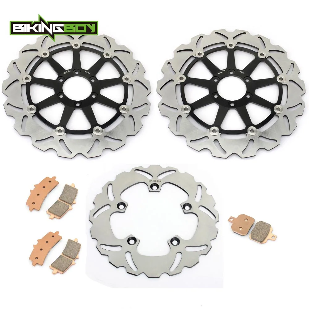 BIKINGBOY для Aprilia RSV4 1000 R 2009 2010 2011 2012 RSV4 1000 завод 2009-2012 спереди и сзади тормозные диски роторы колодки - Цвет: Wavy Black