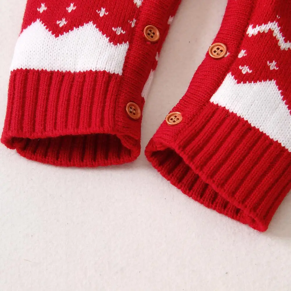Baby Rompers Christmas Reindeer Knitted Newborn Infant Boys Girls Jumpsuits Long Sleeve Autumn Winter Children Overalls 0-24M