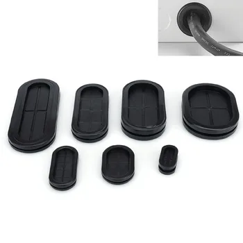 

Black Oval rubber wire grommet 25mm Groove flat gasket sheet Electric box inlet outlet seal ring Dust plug cover cable protector