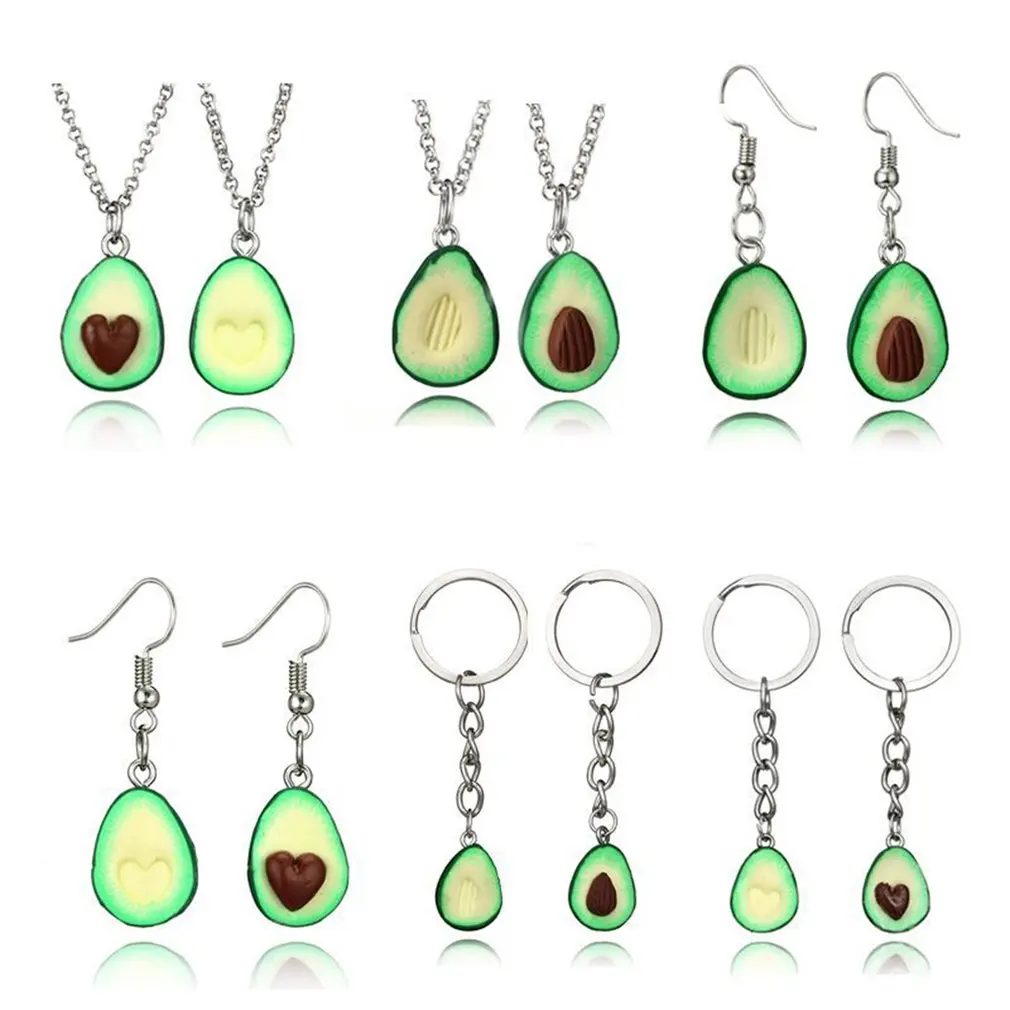 

Avocado Heart-Shaped Necklace Avocado Shape Pendant Necklace Earrings Keychain Cute Fruit Jewelry Fruit Shape Chains Charms