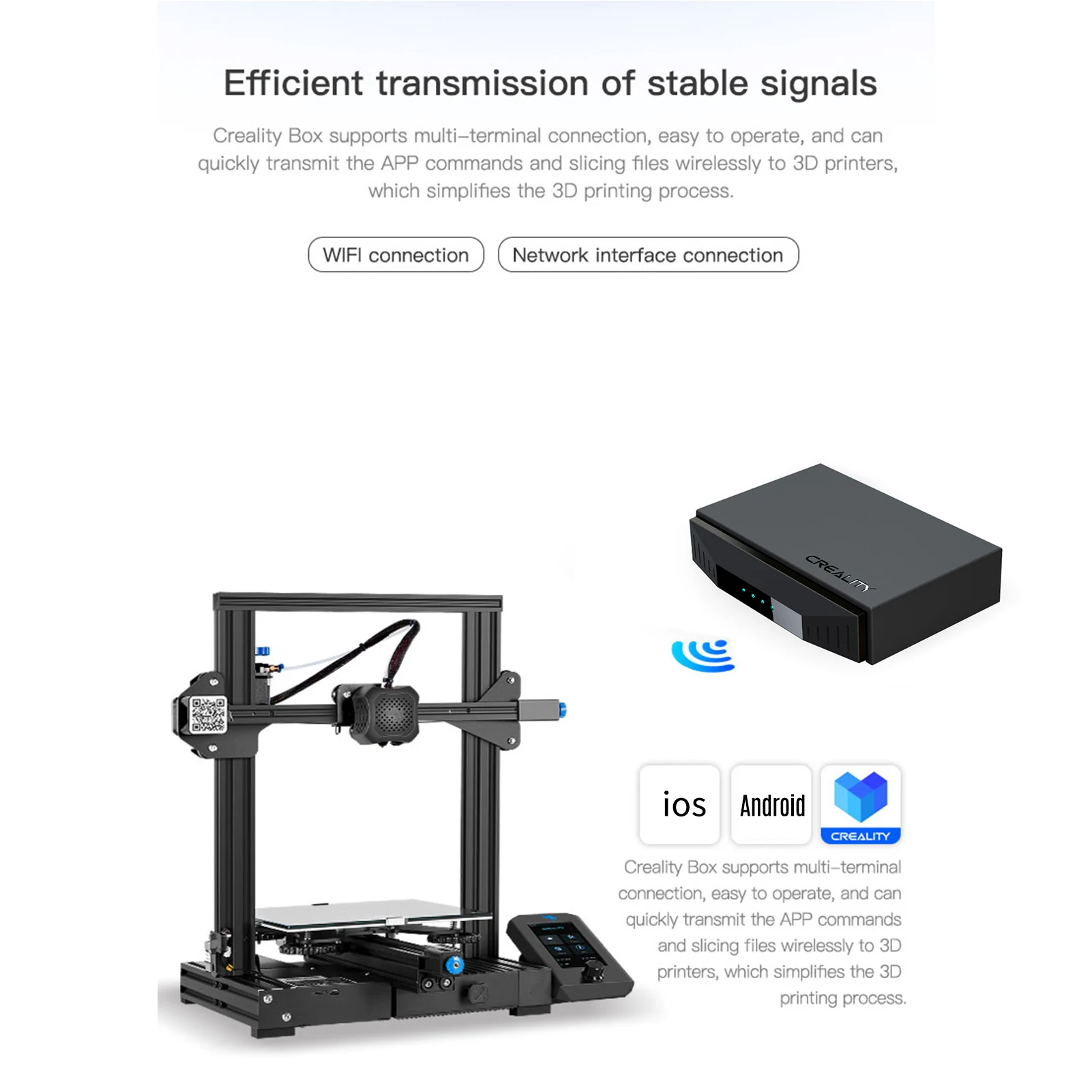 Original Creality 3D Camera Smart Kit 8G TF Card WIFI BOX Remote Intelligent Box for CR-10 Ender-3 CR-6 SE Ender-6 Printer head thermal printer