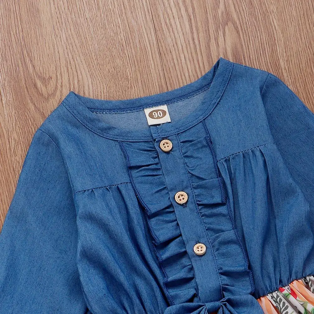 Платье для девочек; Лидер продаж; Детские платья для девочек на Хэллоуин; джинсовое платье принцессы с принтом тыквы на Хэллоуин; Ropa de nivena