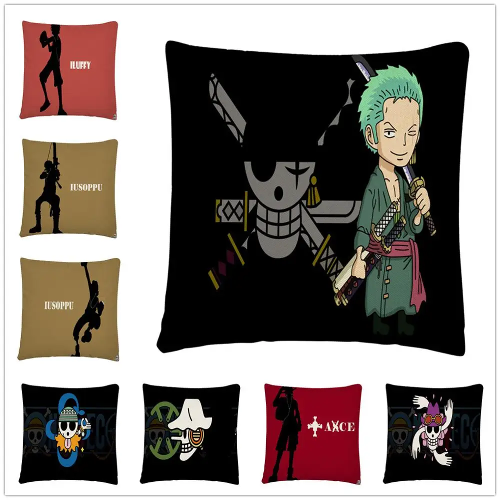 

One Piece Character / Pirate LOG Cartoon Pillowcases45*45cm Cushion Cover Linen Decor Pillow Case Car Sofa Home