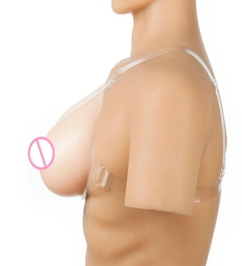 1800g Silicone Artificial Breast Forms With Shoulder Straps For Cosplay Drag Queen Transgender Fake Boobs Mastectomy Bra