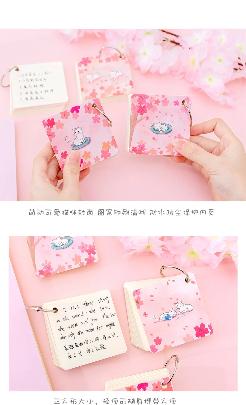 Korean Cute Cat Blank Block Memo Pad Sticky Note Cartoon Flash Study Card Sheet Kawaii Stationery School Office Supplies Notepad