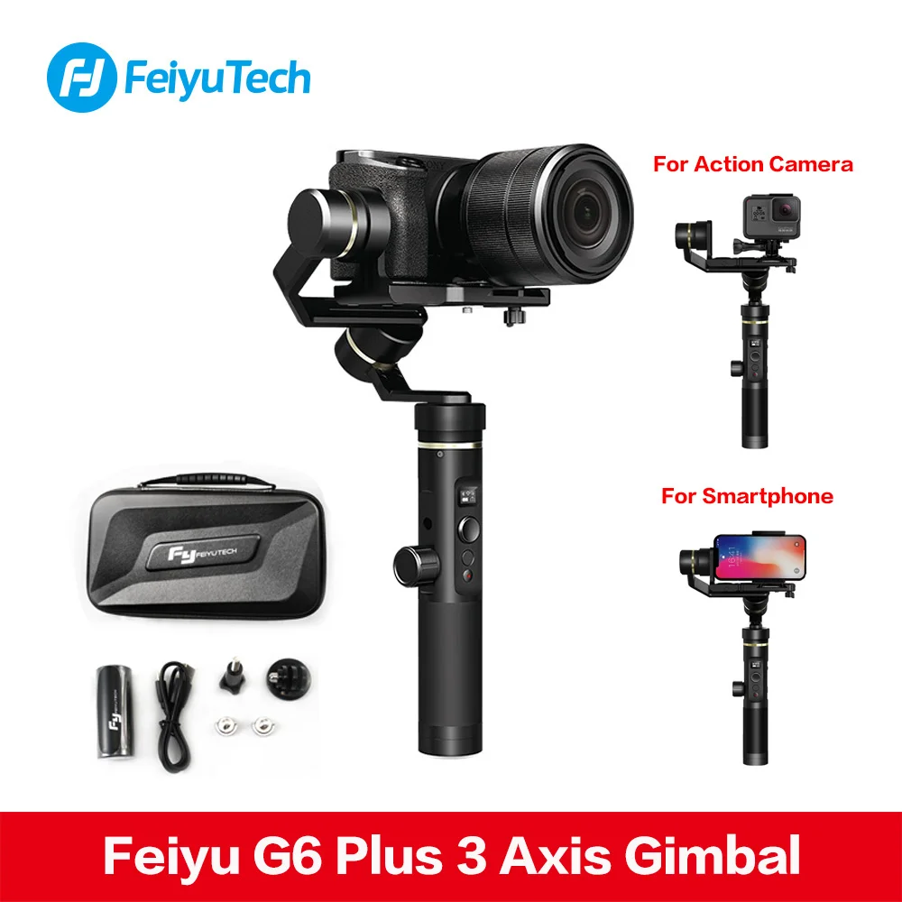 

Feiyutech Feiyu G6 Plus SplashProof Handheld Gimbal Stabilizer for Smartphone Iphone Gopro hero Canon Sony camera PK Crane M