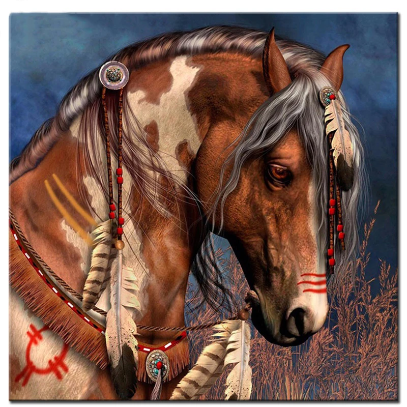 5D DIY Diamond Painting Horse Diamand Embroidery Full drill round cross stitch Pictures of Rhinestones Diamant animal | Дом и сад
