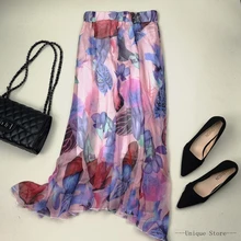 Богемная шифоновая Женская юбка с цветочным принтом Макси плиссированная высокая Талия пляжные длинные юбки женские летняя повседневная одежда женские