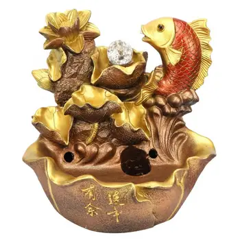 

Innovative Resin Gardening Desktop Fountain Mini Fish Tank Home Table Ornament Gift Wealth Feng Shui Company Office Tabletop