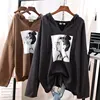 hip hop oversize hooded sweatshirt women long sleeve autumn fashion print street hoodie teenager loose cotton pullover coat ► Photo 1/5