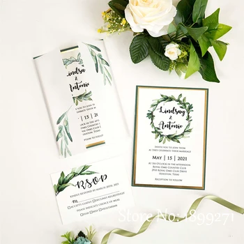 

Popular Vellum invitations with UV printing with RSVP card envelope wedding trends invites party decor invitations wedding cards