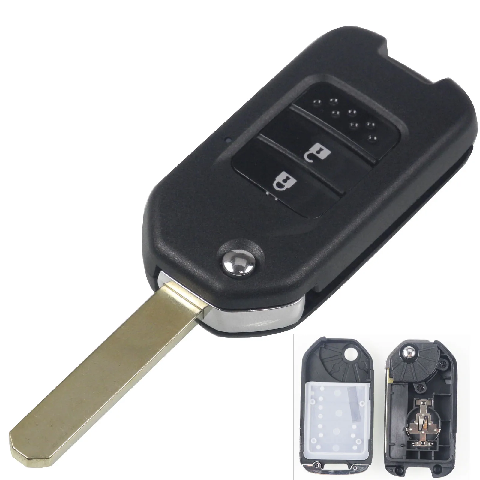 

jingyuqin 2/3 Buttons Folding Flip Remote Key for Honda City Fit XRV Vezel CIVIC HRV Modified Flip Remote Key Shell Case Fob