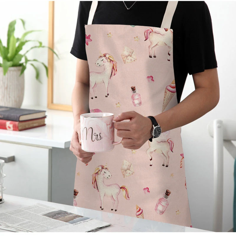 

Cartoon unicorn multi-functional kitchen apron cotton and linen apron
