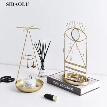 

Nordic Light Luxury Style Gold Wrought Iron Jewelry Storage Rack Makeup Organizer Earrings Jewelry Display Rack Metal Organizer