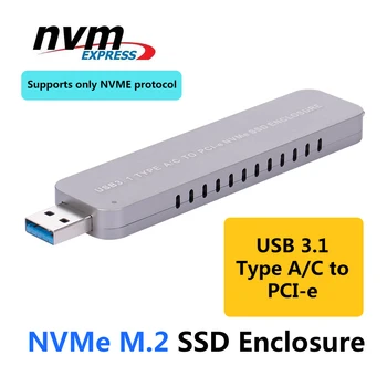 

USB 3.1 Type A/C to PCI-e NVMe M.2 SSD Enclosure Adapter Card Portable Hard Drive Enclosure Plug & Play
