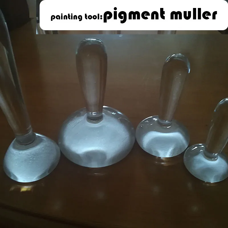 Combination Chinese Mineral Pigment Powder Glass Muller Made From High  Borosipainting Glass,Handmade Grinding Pestle DIY Muller