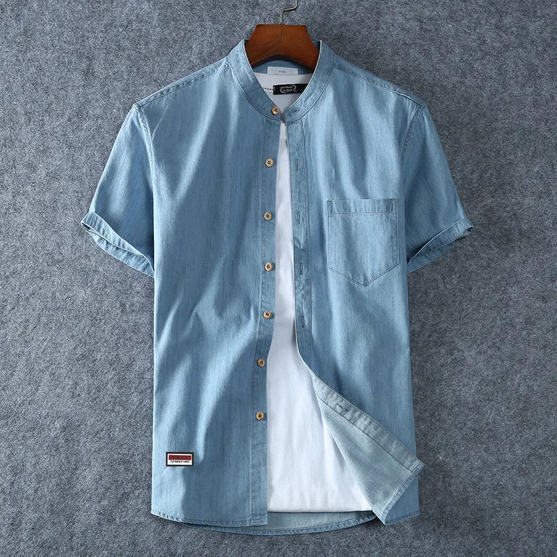 Plus Size L-5XL 6XL 7XL 8XL Cotton Jean Shirts Men Short Sleeves Summer Casual Denim Shirts denim shirt,cotton shirt