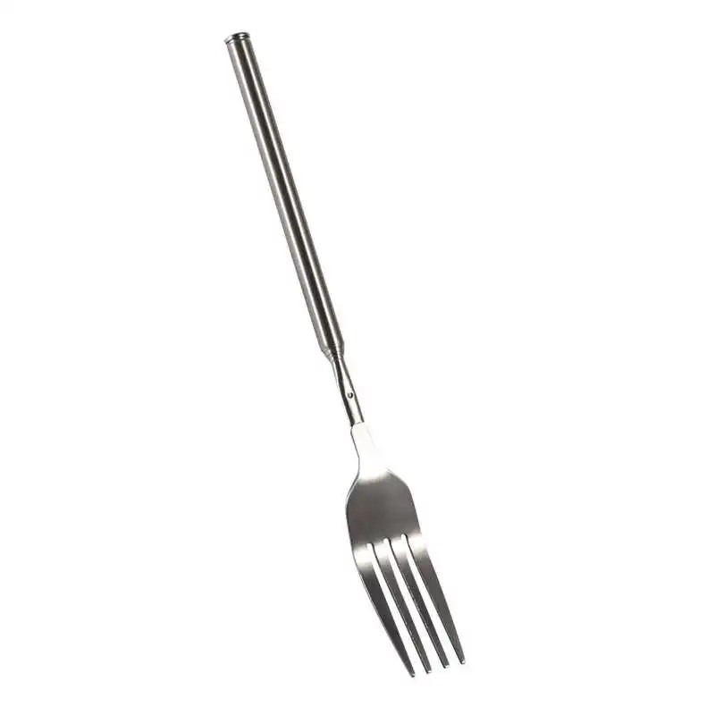 Retro Fork BBQ Telescopic Extendable Dinner Fruit Dessert Long Handle Fork Stainless Steel Cutlery Tableware