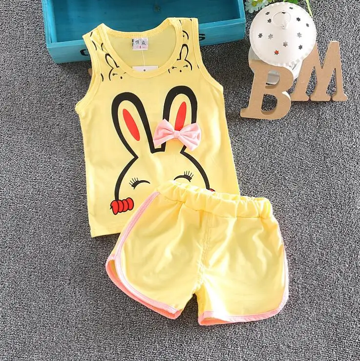 kids girls Summer tank outfits 6m 12m 2T 3T Toddler kids baby girls outfits cotton cool Tee+Shorts Pants clothes Set cute baby floral clothing set