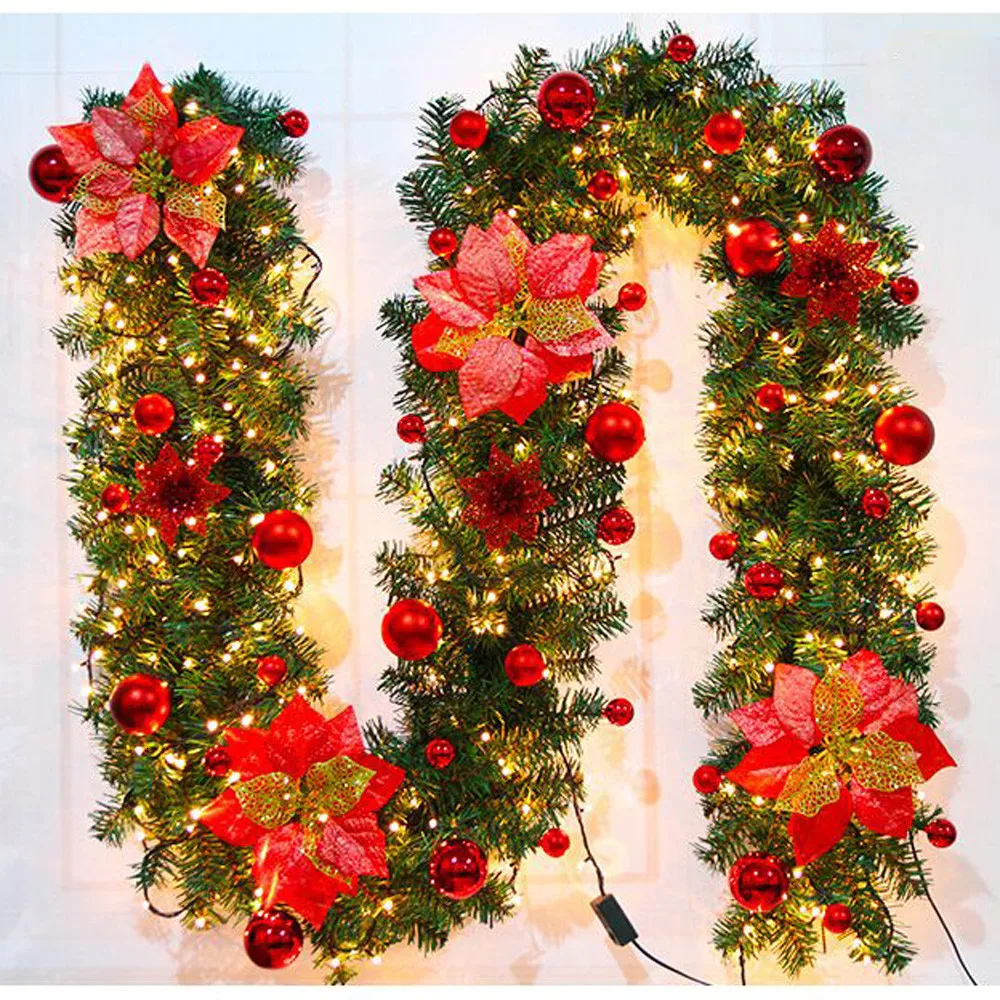 New 2.7M LED Tree Hanging Ornament Rattan Colorful Decoration For Christmas Party Wedding Home Outdoor Garland Wreath Decoration