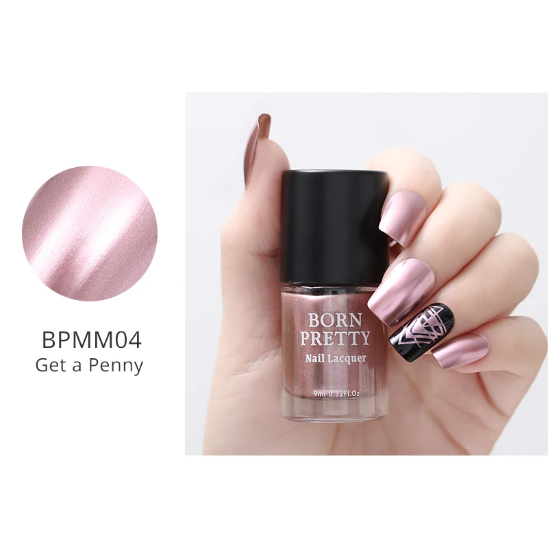 BPMM04 BORN PRETTY 9 мл металл с эффектом зеркала лак для ногтей фиолетовый розовый Золотой Серебряный хромированный лак для ногтей металлический дизайн ногтей - Цвет: BPMM04