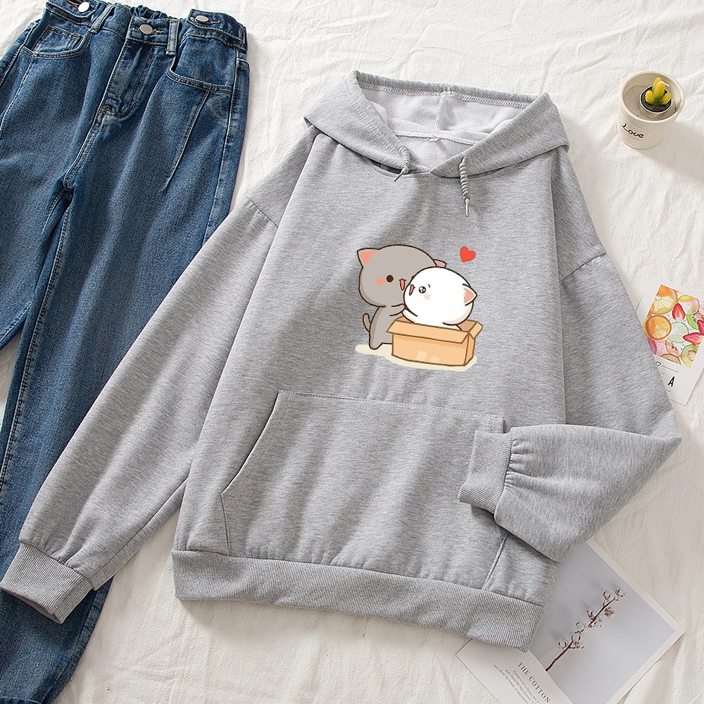 

Cute Couple Hoodies Women 90s Aesthetic Sweatshirts Girls Cotton Hooded Pocket Long Sleeve Warm Pullover Sweatshirt Oversize Top