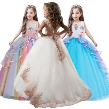 

Kid Girl Elegant Weddings Pearl Petals Girl Dress Princess Party Pageant Long Sleeve Lace Tulle for 3 4 5 6 7 8 9 10 11 12 Yrs