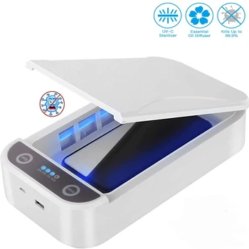 

Cell Phone Sanitizer for iPhone Sterilizer Box UV Light Disinfector Cleaner USB Charging for iOS Android Watch Mask Aromatherapy