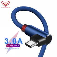MUSTTRUE 1 м Micro USB кабель для Xiaomi Note 5 Pro Быстрая зарядка 90 градусов локоть провод для samsung huawei LG sony кабель microUSB