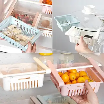 

Refrigerator Storage Drainer Rack Adjustable Kitchen Fridge Freezer Organiser Pull-out Basket Drawer Shelf Holder Saver Spa A2E5