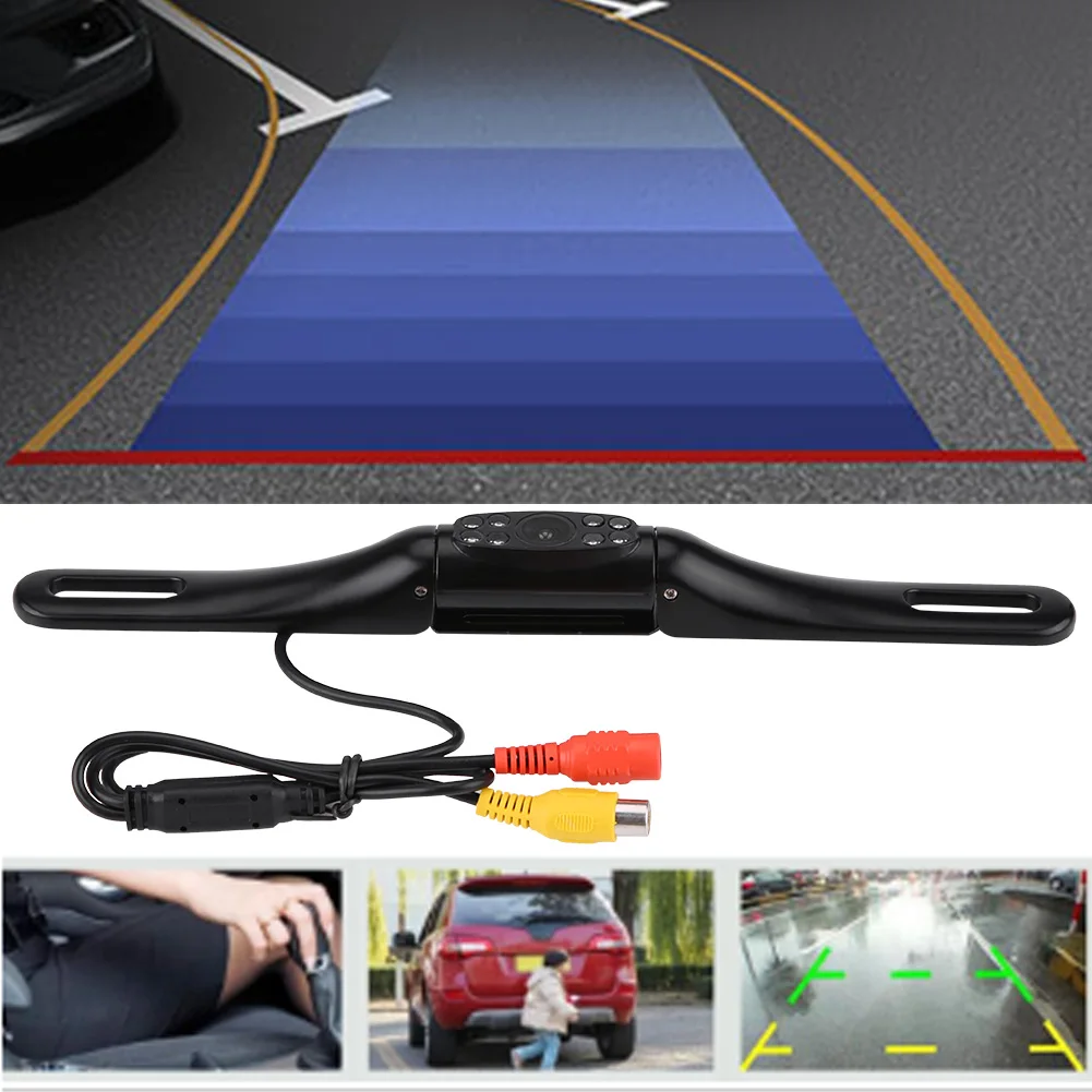 

Dropshipping Rear View Camera 8 IR LED Aluminum Car License Plate Rear View Night Vision Reverse Parking Cameras Waterproof