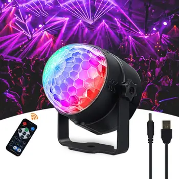 

USB DC 5V 3W LED Stage Light Remote Control Disco KTV Club Party Bar RGB Colorful Ball Projector Lamp