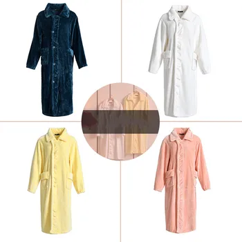 

2020 New Female Winter Soft Flannel Bathrobe Sweet Doll collar Warm Dressing Gown Women Home Wear Thickened String Pocket Robes