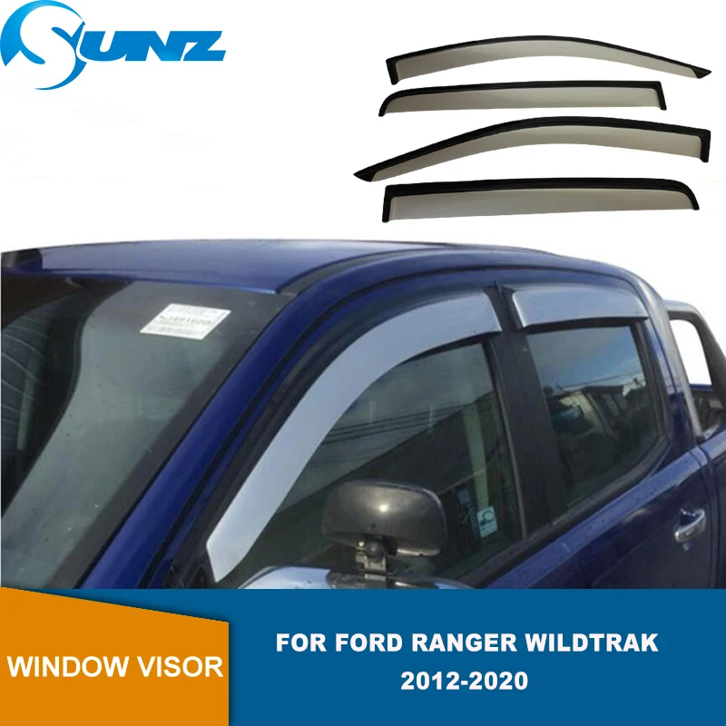 Дефлекторы окна автомобиля для Ford Ranger Wildtrak T6 T7 T8 2012-2020 Серебряное окно козырек Vent