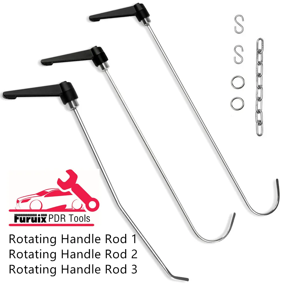 

PDR PAINTLESS DENT REPAIR ROTATING HANDLE ROD 3PCS TOOLS KIT HAMMER HOOK FOR CAR REMOVAL TOOLS SET CAR DENT REPAIR KITS