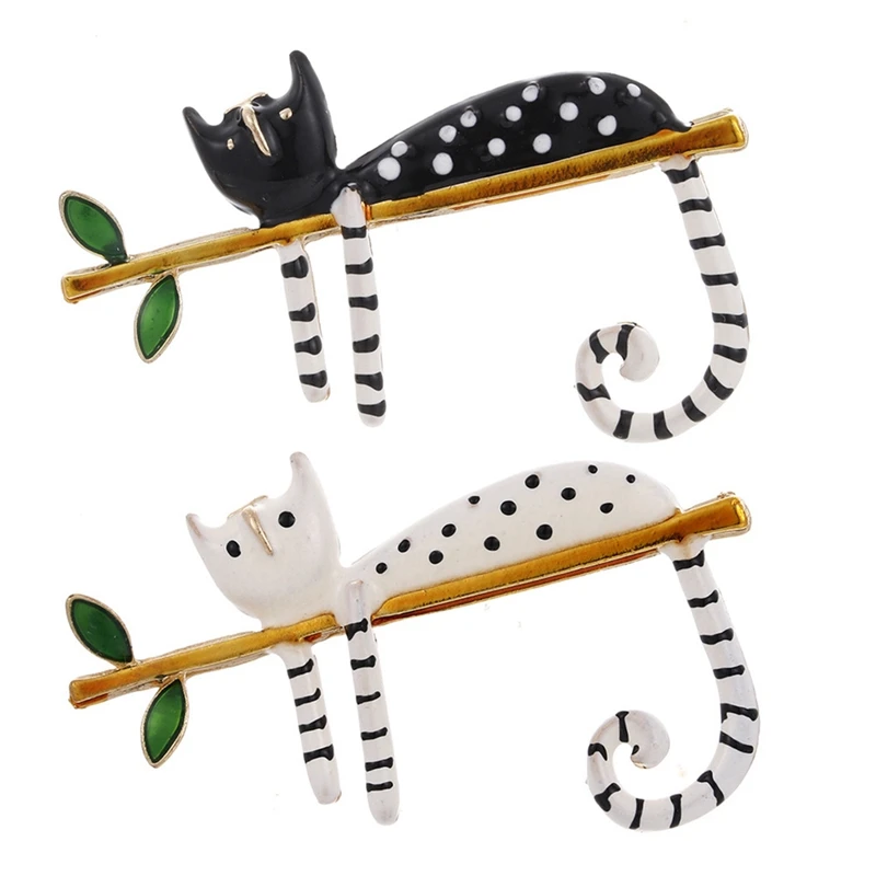 Ленивый кот сидящий на дереве эмалированные Броши для женщин и мужчин заколка с