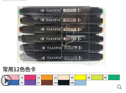 12 standard design TouchFIVE 30/40/60/80 Цвет маркеры манга рисунок Маркеры Ручка на спиртовой основе эскиз жирной двойной кисть товары для рукоделия - Цвет: 12 standard design