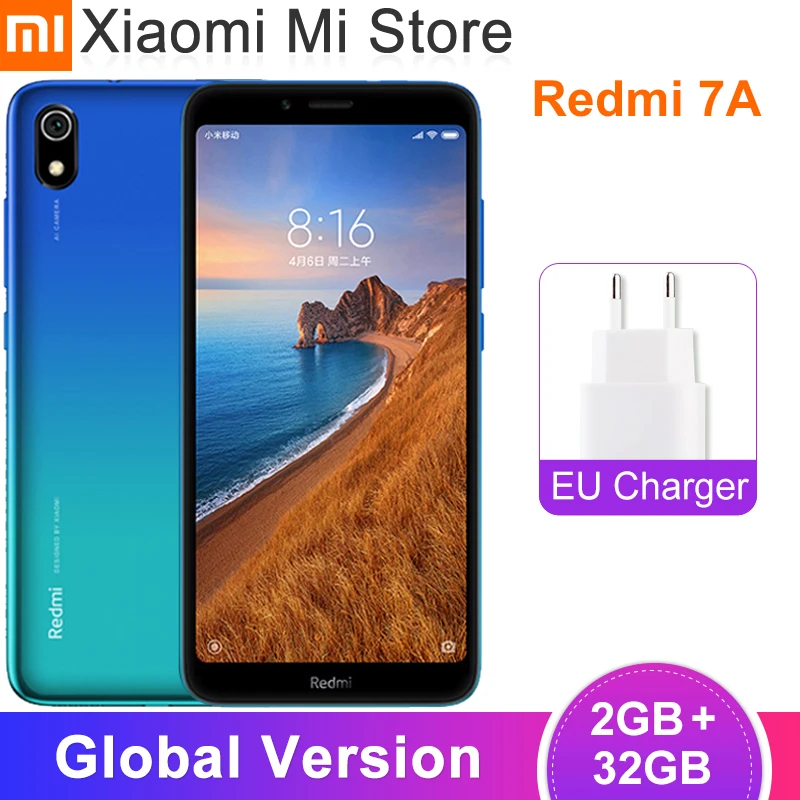 Мобильные телефоны Xiaomi Redmi 7A с глобальной версией 2 Гб 32 ГБ Восьмиядерный