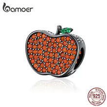 Bamoer Серебро 925 Ювелирный дизайн красное яблоко Шарм Подходит браслет и браслет Bijoux фестиваль Хэллоуин коллекция SCC1360