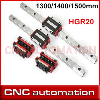

20MM 2pcs linear rail HGR20 cnc parts and 4pcs HGH20CA or HGW20CC linear guide rails block HGW20CC hgh20 1300/1400/1500mm