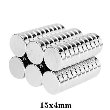 15x4mm 강력한 실린더 희토류 자석 15mm x 4mm 원형 네오디뮴 자석, 15x4mm 미니 소형 자석 15x4, 5/10/20/50/60 개